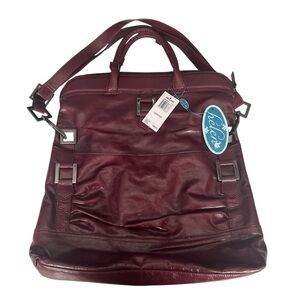 HELEN WELSH Leather Tote/Fold-over Purse in Oxblood BNWT — GORGEOUS!!!